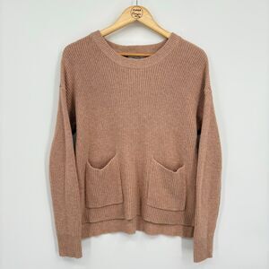 Madewell Patch Pocket Pullover Sweater, Sz Small, Light Caramel Beige, Slouchy
